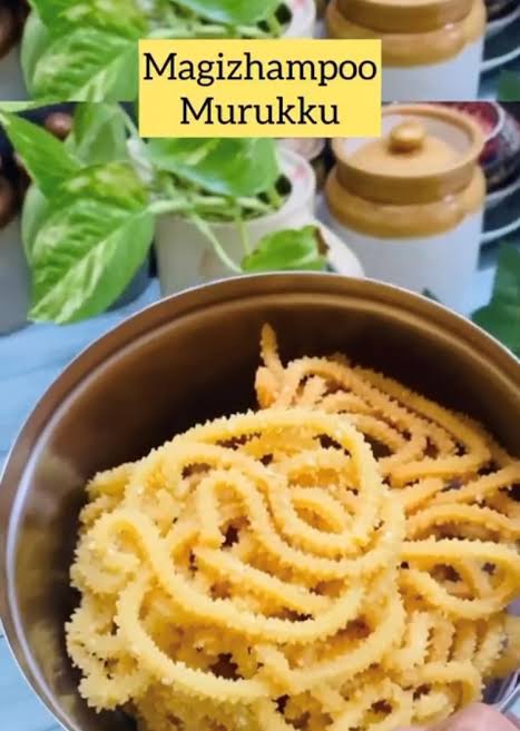saravin2's tweet photo. There are varieties of murukku as in TN:

1. Kai Murukku or just Murukku (முறுக்கு) - the twisted coil, best done by hand. It takes months of training to attain perfection. Machines have come but cannot match the texture of hand made murukku. Usually three or four coils. The expanded version with six or seven coils is made for special occasions.

2. Thaenkuzhal (தேன்குழல்) - non-twisted version. While murukku is slightly light brown, thaenkuzhal is more Caucasian yellow. Coils are not on a plane but randomly twisted up and down. Like Murukku, this is better when butter is added in the dough.

Occasionally, thaenkuzhal is broken into medium sized pieces and mixed with boiled jaggery water to make citrus sized balls. This sweet is called Manoharam. It is used to make Paniyaarakkaai cones to be kept for Ganapati or Vishwaksena poojas.

3. Manoppu/ MuLLu murukku (முள்ளு முறுக்கு) - the 'thorned' murkku variety. Similar to murukku but with the appearance of a thorn garland. The word manoppu is from Magizhampoo Murukku (மகிழம்பூ முறுக்கு), which means Murukku that resembles a garland strip made of bullet wood flowers. This is usually made like with three or four coils, while the ones made for special occasions expand to six or seven coils.

Images from the web.