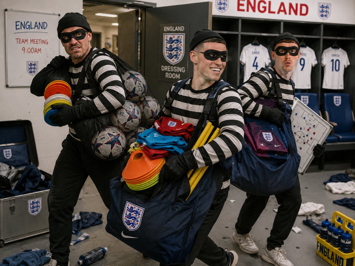 freeman1980blue's tweet photo. BREAKING NEWS 🚨 🚨 🚨 

CCTV footage has now been released of the masked men in connection with the planned heist in the England training facilities in which players training items were taken. https://t.co/QGaXp6MRjz