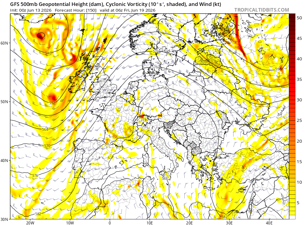 PaulBlight6's tweet photo. Warm moist SW Airflow will come to dominate the weather in the coming week.   Upper level pattern will evolve to have a building ridge over Continental Europe and longwave 500mb trough becoming slow moving to the west of the continent.    This type of set up favours slow moving rippling fronts over the N/W of the UK with pulse of rain moving East or NE along the fronts.   (NW Scotland looks prone over the next week)  

Warm moist high 850mb theta-w air will move north.  Rain may be active and potentially heavy Tues/ Weds across Wales, maybe SW England and Irish Sea coasts and hills before pressure builds from the South.  

At the same time a ridge is building at depth through the mid troposphere allowing heat to build through descent and advection to bring the likely                                      highest temperatures of the year so far into Iberia,  France then into Central Europe.   

As pressure builds and the trough approaches late in the week the flow will back more Southerly and bring higher temps into Southern England and spreading NNE.   However risk of  Destabilisation in the plume axis or multiple axis with some evidence of 2 sets of destabilisation.  1 ) on the outer 16-18C Theta -W and the other on the 20-22C Theta - W over France.   

This type of set up is prone to changes so i wont go into too much detail now, but the set up is increasingly looking likely to give rise to some potentially very warm humid air coming north with risk of elevated potentially severe convection developing due to the bulk shear aloft with strong 300-500mb flow in the ascending side of the trough.  
Such sets up can give rise to elevated multicell and the merging into the potential of MCS type structures if enough CAPE is available and enough of a supportive kinematic environment (Speed and Sheer of wind aloft) 

ECMWF showing more disruption in the approaching trough than EC AIFS, GFS, GFS-AI (very quick) or UKMO Global 

Selection of Graphics to support the text.  Detail will change and is for illustration of the type of set up.  

Becoming Very warm if not hot and thundery by the end of the week and into the weekend with risk of some very high temps and possible intense elevated plume type thunderstorms.   
(also note considerable risk of pulses of frontal rain in the NW leading to forecasting Skew's during the week) (many mention of hot and sunny when many in the N/W will not see such conditions) 

Paul