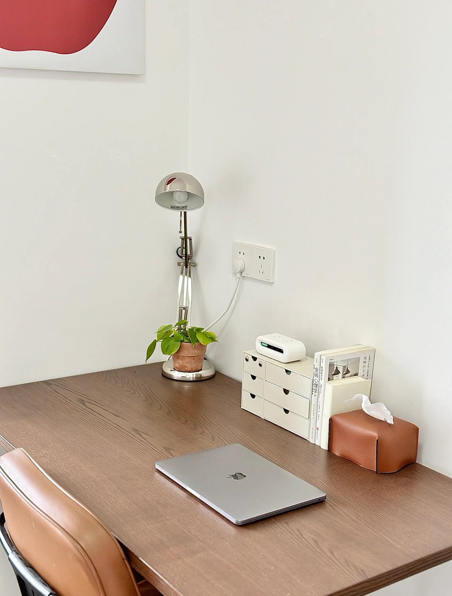 SahinnBegum's tweet photo. My minimal desk set-up boosts focus—only laptop, desk lamp, and a small potted succulent here. No clutter, just work flow. https://t.co/epPcQyMWnu