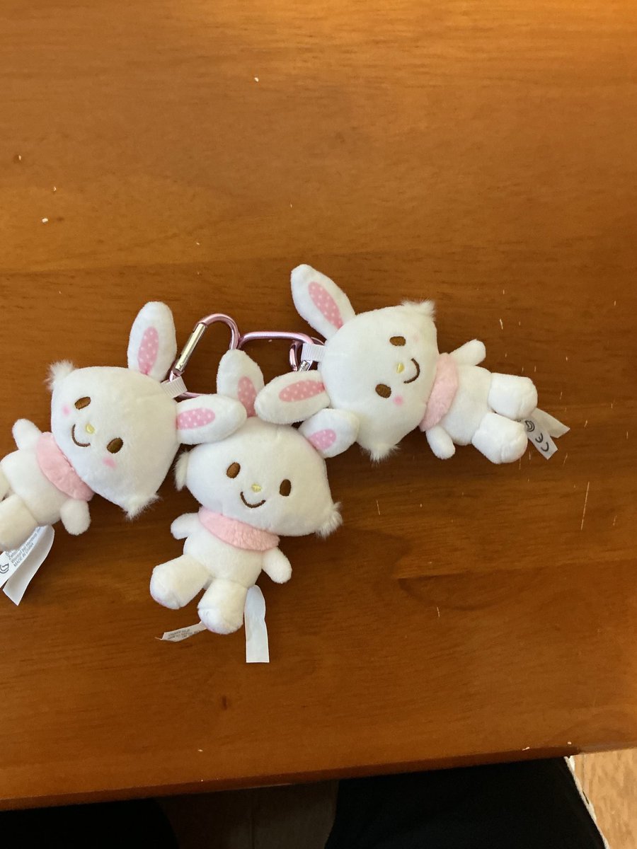大好きなサンリオのウィッシュミーメルのぬいぐるみを3つ連結してみ