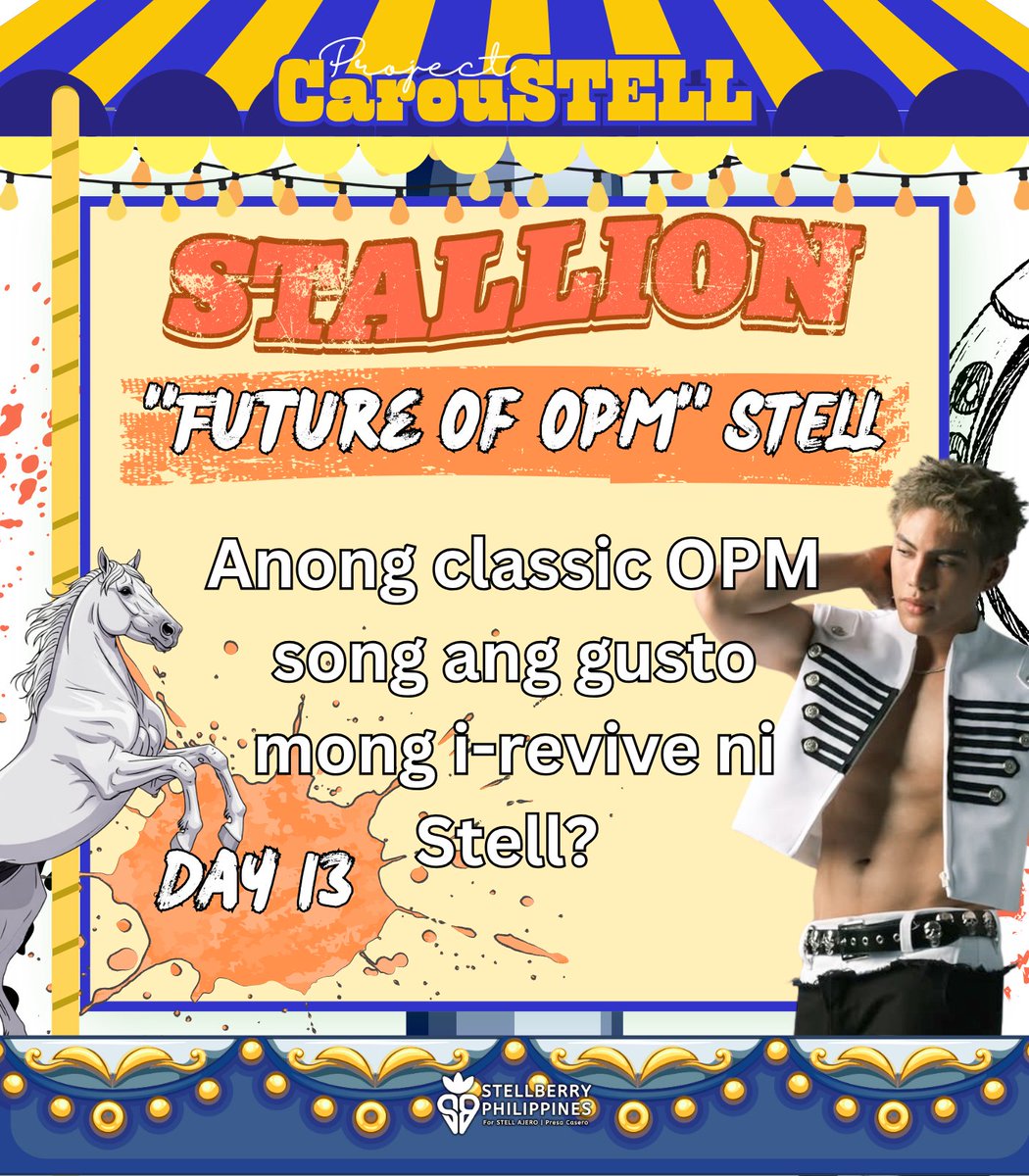 StellBerryPH's tweet photo. #ProjectCarouSTELL_Stallion DAY 13

"Secured na ang future ng Philippine Music”, sabi ni Mr. Ryan Cayabyab pagkatapos marinig kumanta ni Stell. Wala nang mas tataas na papuri mula kay Mr. C himself.

As the young blood ushering in the future of OPM legacy, anong classic OPM song ang gusto mong i-revive ni Stell? 

#ProjectCarouSTELL_Stallion
#ProjectCarouSTELL 🎠
@stellajero_ #Stell #SB19_STELL
@stellhouses