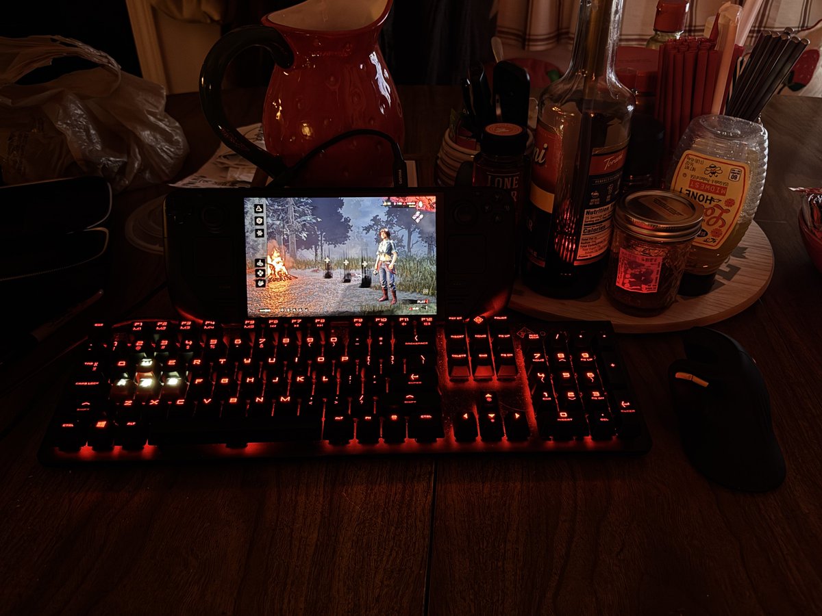 Star_Blaze4's tweet photo. I cannot believe this is how I’m gonna have to play the dbd 10 year anniversary this week/until my pc gets fixed https://t.co/4JQ3nkv7Gz