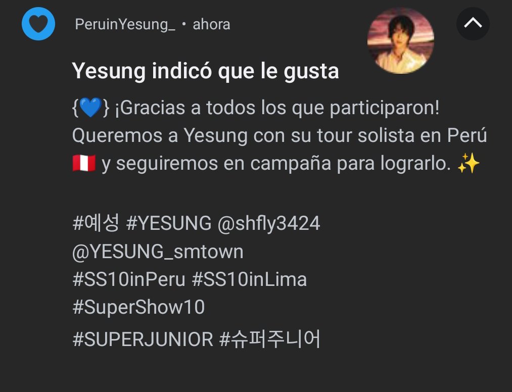 PeruinYesung_'s tweet photo. Quisiera agregar que Yesung ya sabe de que estamos luchando para poder tener un concierto solista aquí en Perú 🇵🇪🫶🏻💙

Gracias @zafiroLive por notar a Cloud y ELF en este pedido 🫶🏻

#YesungSoloLatam 
#YesungSoloPeru
@shfly3424 @YESUNG_smtown @SMTOWNGLOBAL @SJofficial https://t.co/aQecBQDxjc