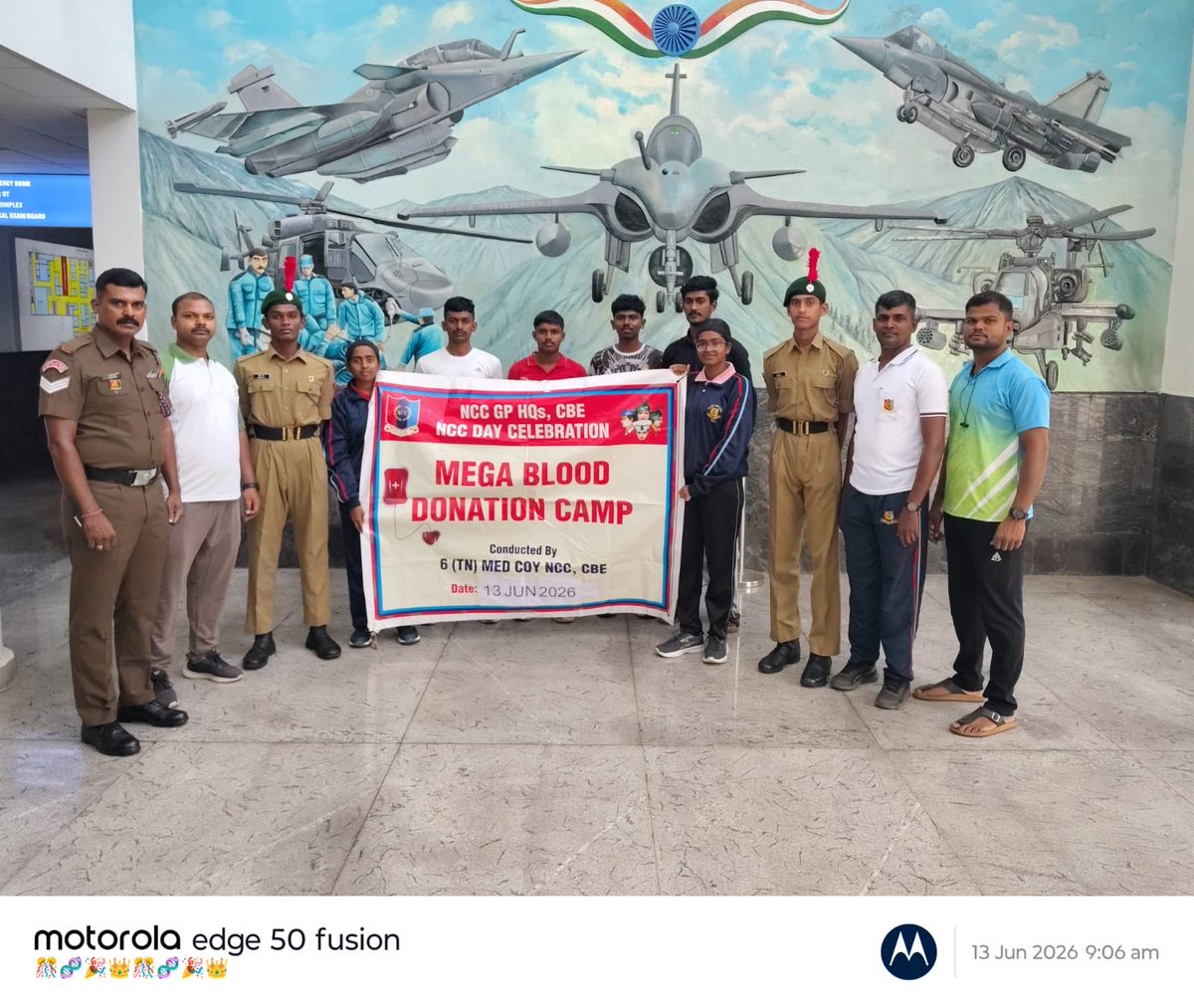 Ko_Champions's tweet photo. On the World Blood Donor Day, Kovai NCC Group participated in the voluntary Blood Donation Camp organised at 6 AF Hospital, Coimbatore.The objective was to raise awareness about safe blood transfusion and support the medical reserves of the armed forces.@HQ_DG_NCC @NCCDte_TNPAN https://t.co/jYnUa0EvIQ