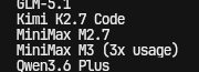 toge_'s tweet photo. Kimi K2.7 Codeもきてるけど、MiniMax M3が期間限定値下げされてた。ありがてぇ。 https://t.co/N9JEjRYejX