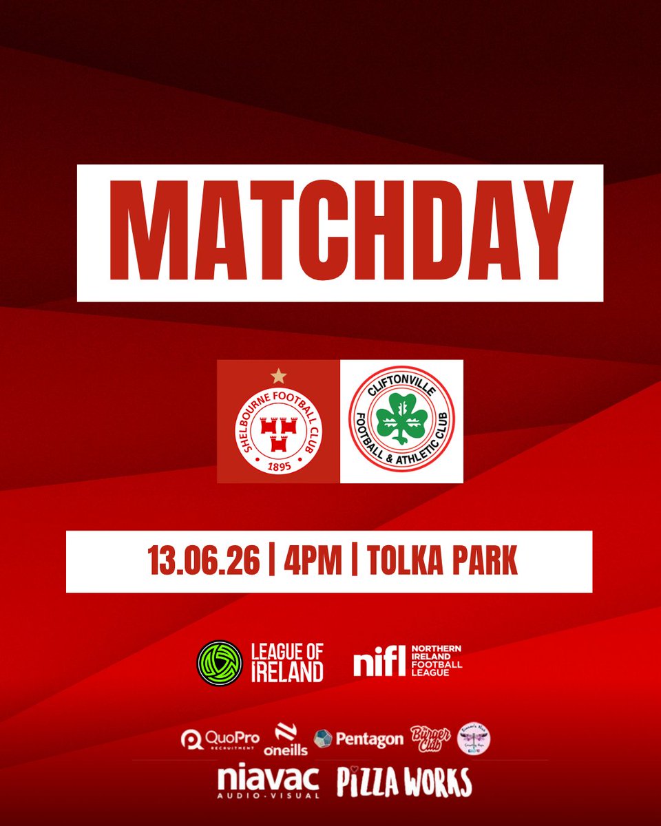 CvilleLadies's tweet photo. 𝗠𝗔𝗧𝗖𝗛𝗗𝗔𝗬 🔴☘️ 

🆚️ Shelbourne
🏆 Women's All-Island Cup Quarter-Final
📆 Saturday 13th June
🕒 4pm kick-off
📍 Tolka Park
💵 Pay at gate (€10/€5)
🎥 Live on NIFL TV

#YouReds 🔴☘️ https://t.co/z6yMQFlrjd
