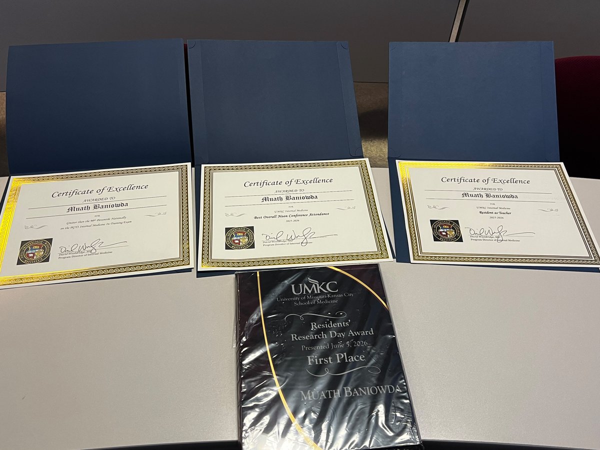 BaniowdaMuath's tweet photo. Alhamdulillah. I’m honored to share that I graduated from Internal Medicine Residency at UMKC. Grateful for the journey, mentorship, friendships, and support of family, mentors, and co-residents. Humbled to receive Resident as Teacher of the Year and other awards. https://t.co/WcY2WAED6A