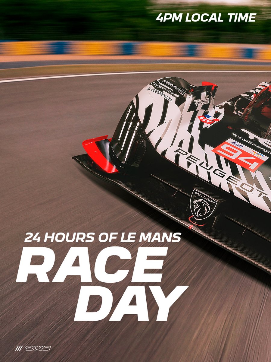peugeotsport's tweet photo. The wait is over. It’s Race Day at Le Mans.
Le Mans demands everything you have, and we are ready to give it. Today, our greatest weapon is the resilience and solidarity of this team. We will fight with everything we've got, honoring this race from green flag to the last second. https://t.co/uLytNNdxSw