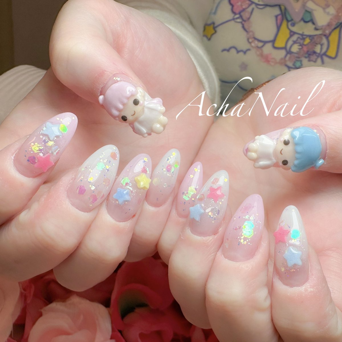 Acha_Nail's tweet photo. キキララネイル🩷🩵🌟🌙✨

https://t.co/dLscKSVq5x

#ネイル #ジェルネイル #フィルイン #フィルイン導入サロン #フィルインサロン #フィルインサロン池袋 #南池袋 #南池袋公園 #池袋 #池袋ネイルサロン #ネイルデザイン #キキララ #キキララネイル #3Dネイル #パステルネイル https://t.co/SnkpoitVQZ