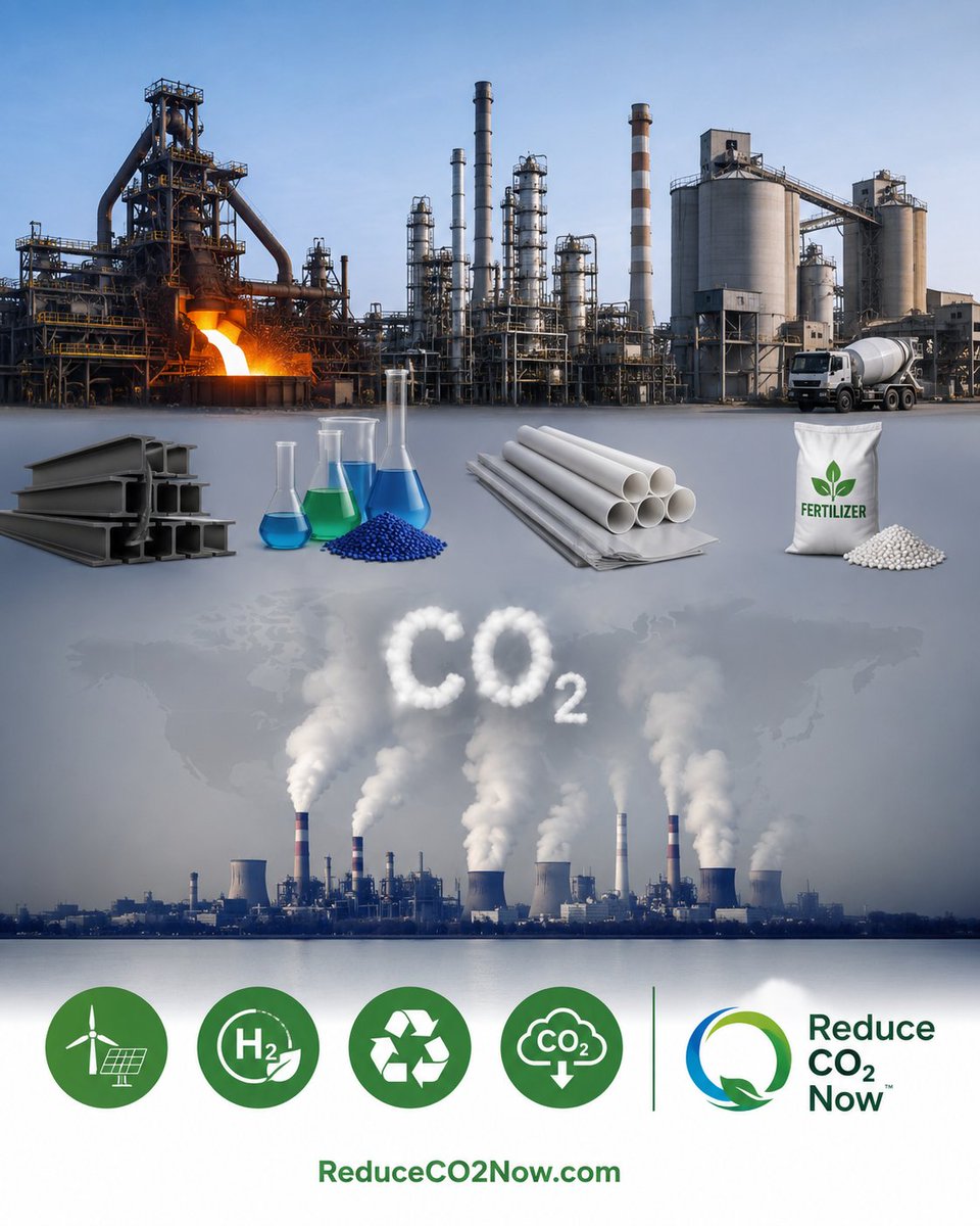 ReduceCO2Now_'s tweet photo. Steel, cement, chemicals and fertilizers are essential to modern life, but they also generate major CO₂ emissions. Industry produces about a quarter of global greenhouse gases. Cleaner production is a key climate challenge.
Visit https://t.co/v1r735ulxo
#ReduceCO2Now https://t.co/oU1mntylh2