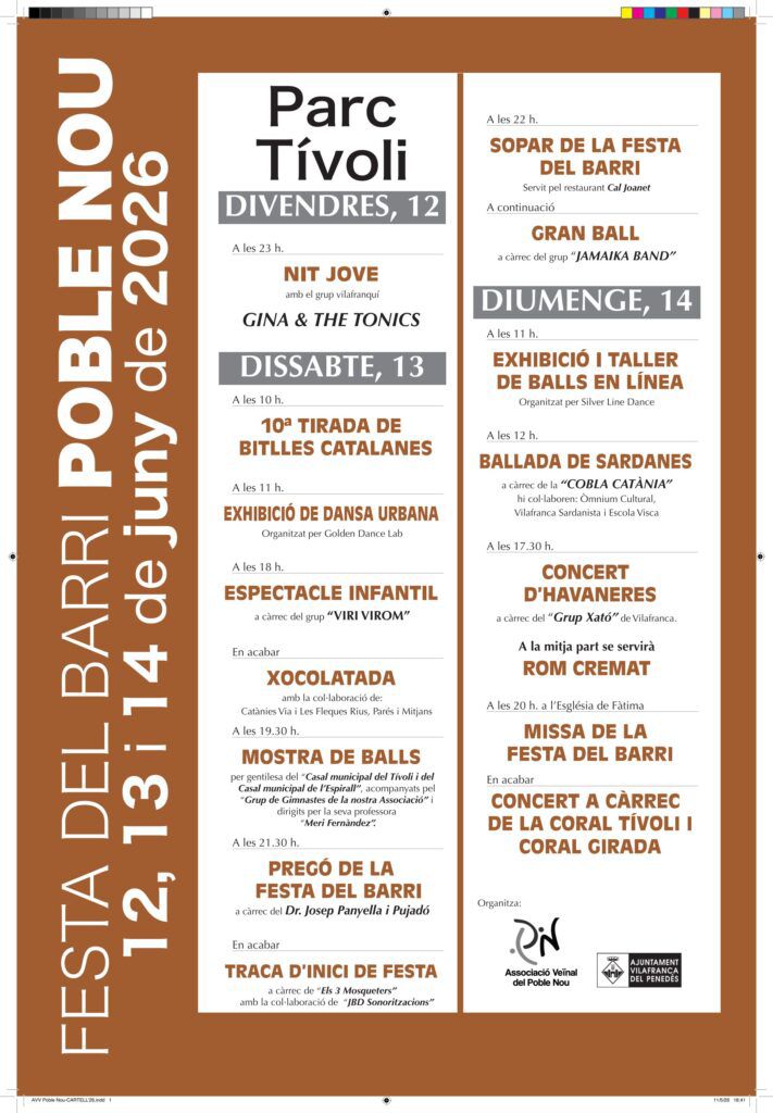 tvidalr's tweet photo. Punt Òmnium 
Festa del Barri del Poblenou
de Vilafranca del Penedès 

🗓 Diumenge 14 de juny

🕙 de 10 a 14 h Punt Òmnium 

🕛 12 h Ballada Sardanes
      amb la Cobla Catània

📍Parc del Tívoli (Vilafranca)

Organitza: 
Associació Veïnal Barri Poble Nou https://t.co/3tV7sv8Pr4