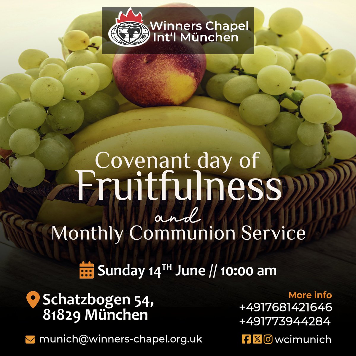 wcimunich's tweet photo. Join us this coming Sunday for our Covenant Day of Fruitfulness, which also doubles as our Monthly Communion Service.

Come along with your converts, invitees, and loved ones to partake of the wonders that await us in this service.

#CovenantDayofFruitfulness
#CommunionService https://t.co/KGGK0WXX8T