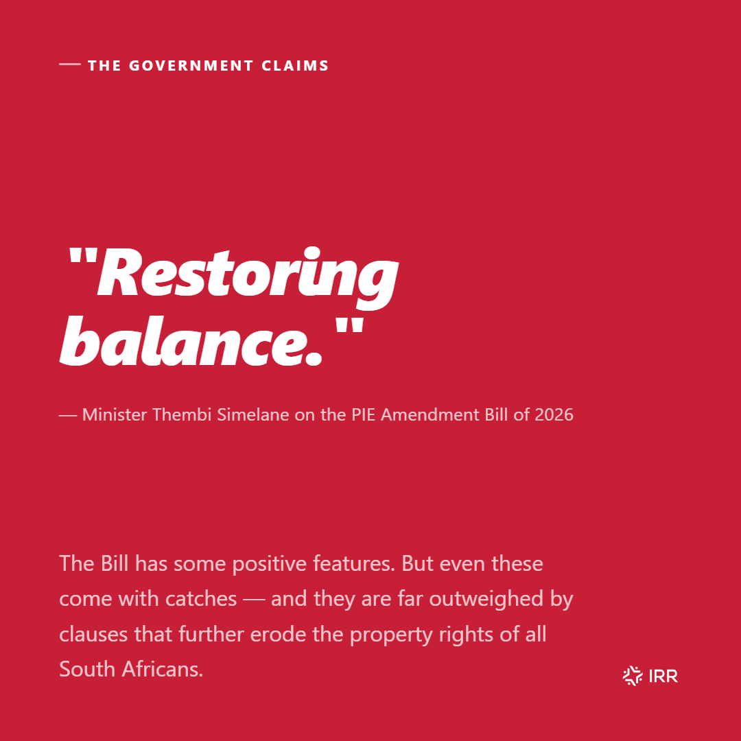 IRR_SouthAfrica's tweet photo. IRR Head of Policy Research Dr Anthea Jeffery unpacks the dangers of the PIE Amendment Bill, in its incremental erosion of property rights and what this means for attracting investment, boosting growth and creating employment. https://t.co/nnH2Xlxkty