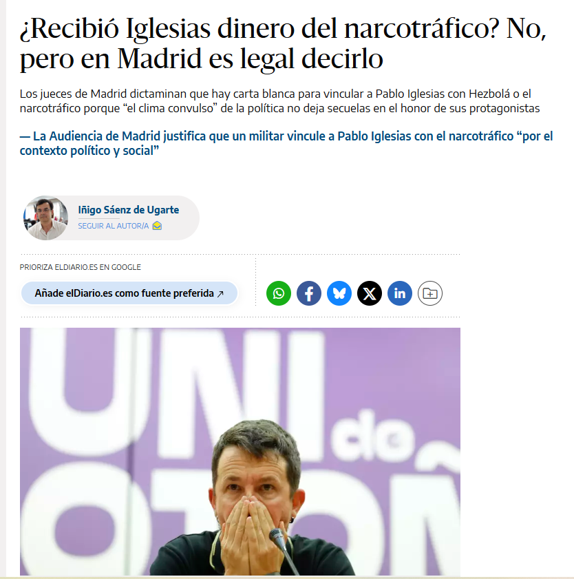 miguelf37488293's tweet photo. @PodemosLPGC @ionebelarra sin embargo acusar a Pablo Iglesias de narcotraficante no es delito,verdad?
Asco y verguenza de nuestra justicia https://t.co/869wFmt49d