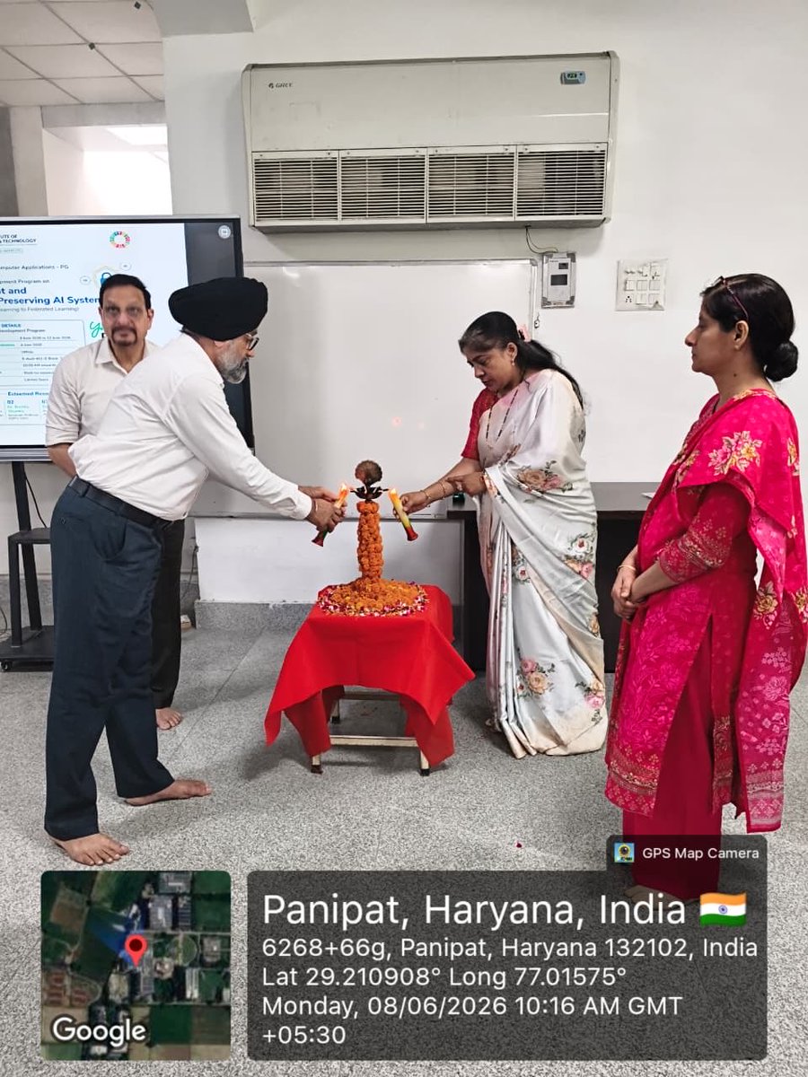 PIETPanipat's tweet photo. 🚀 Successfully concluded the 5-Day Faculty Development Program (FDP) on *"Intelligent and Privacy-Preserving AI Systems: From Machine Learning to Federated Learning"* organized by the Department of Computer Applications–PG, PIET, Panipat. https://t.co/bTCceixfls