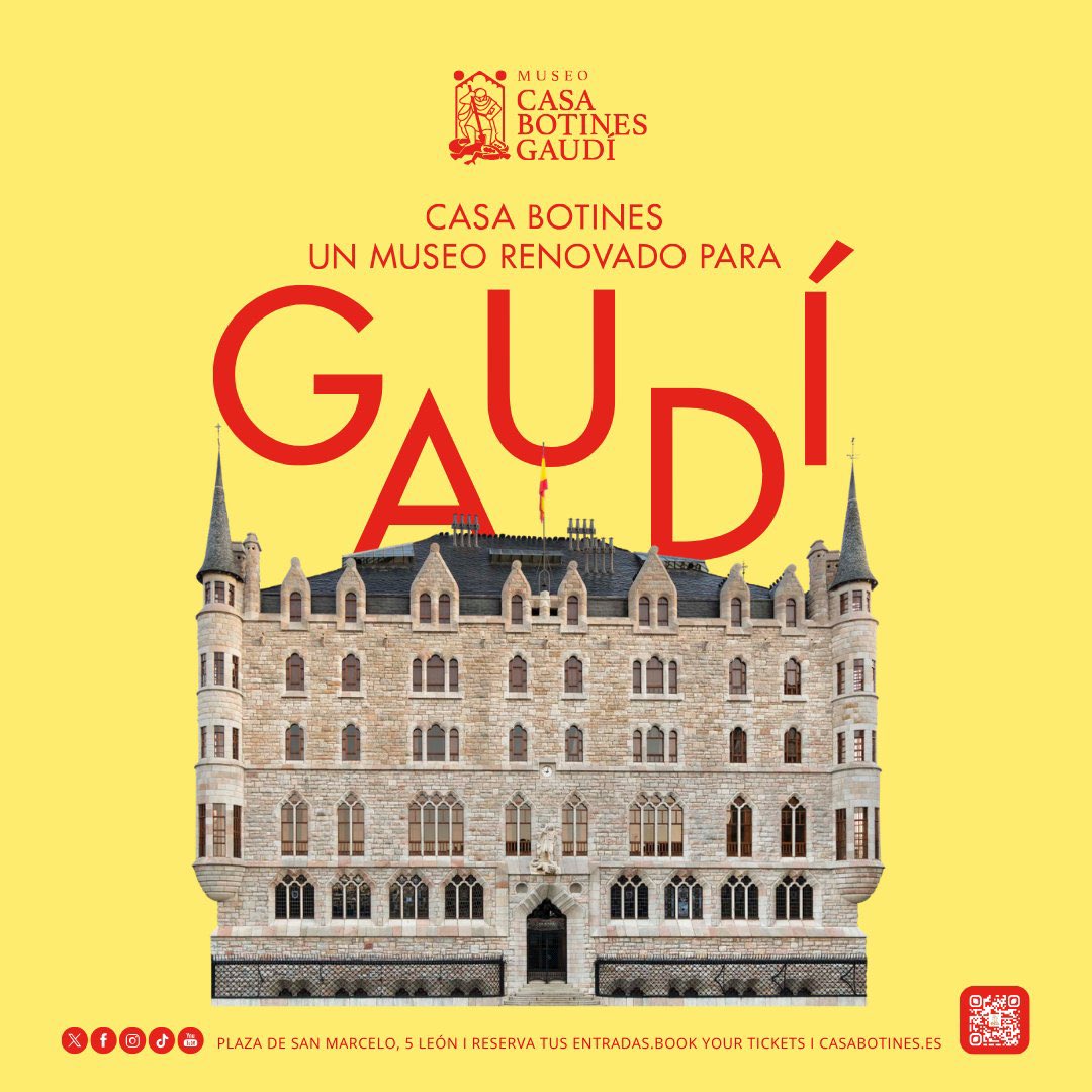 CasaBotines's tweet photo. 🏰 Casa Botines. Un museo renovado para Gaudí 

Hace más de 130 años, Antoni Gaudí imaginó un edificio único para la ciudad de León. Hoy seguimos trabajando para conservarlo, investigarlo y compartirlo.

El próximo 25 de junio abriremos una nueva etapa. Nuevos espacios, nuevas miradas y nuevas formas de redescubrir una de las grandes obras de Gaudí.

Comienza la cuenta atrás... 🕰️

#CasaBotinesGaudí #UnMuseoParaGaudí #AñoGaudí #25J #NuevoCasaBotines