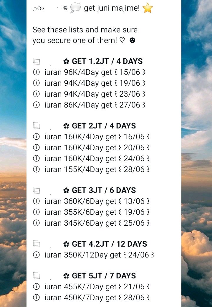 onlymajime's tweet photo. hii gucy! Get TODAY majime ada nominal 3JT yah ?! sudah ada um 1.080K, pay 380K sung get bersih 2.3JT yaw 💓⭐ Yang mau langsung join group link dibio yah! avail juga banyak bignom get Juni nih bubs, lesgo! 👀

t. bu reguler promosi #bealanja #arisan #zonauang 231 https://t.co/s3iSZYxUUg