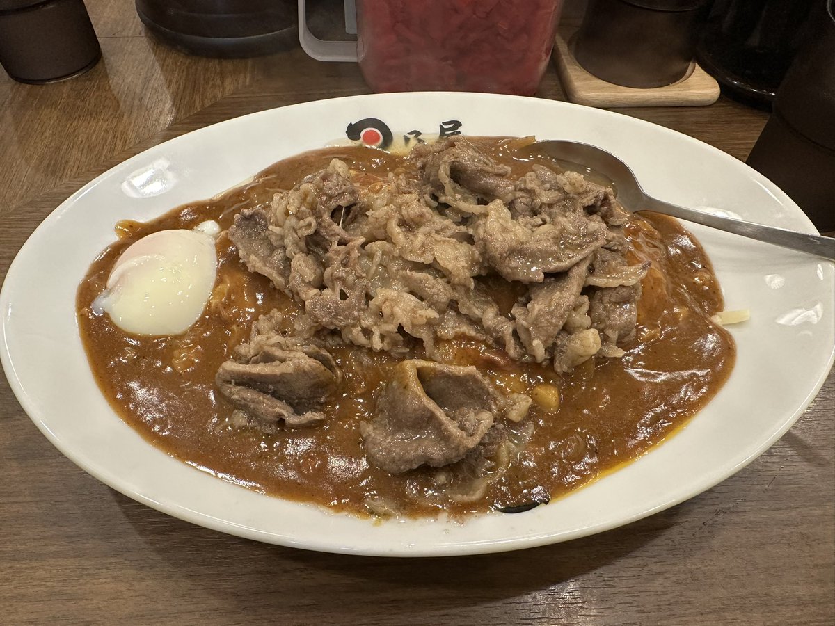 GRV1905's tweet photo. で、立川の日乃屋カレーにて昼飯
「牛焼肉カレー」味玉、チーズのトッピングで。
ボートレース平和島でのコラボメニュー以来だったな、日乃屋カレーは。

#日乃屋カレー https://t.co/JtqpmV3J96