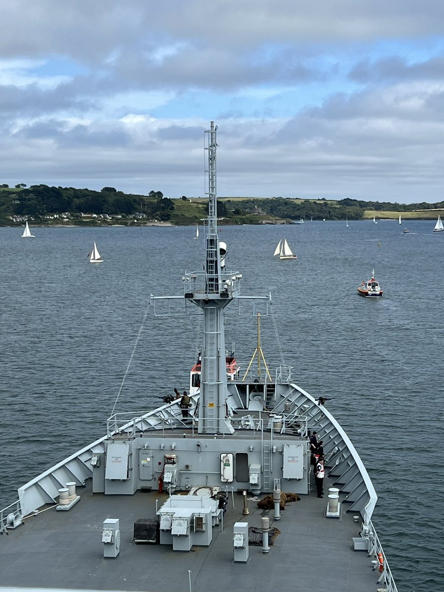 HMSScottRN's tweet photo. HMS Scott departs Falmouth following an extended refit. A lot of hard work from a lot of people to get her to this point. Fair winds and following seas. ⚓

#RoyalNavy #HMSScott #Falmouth https://t.co/S0KKuOWo3V