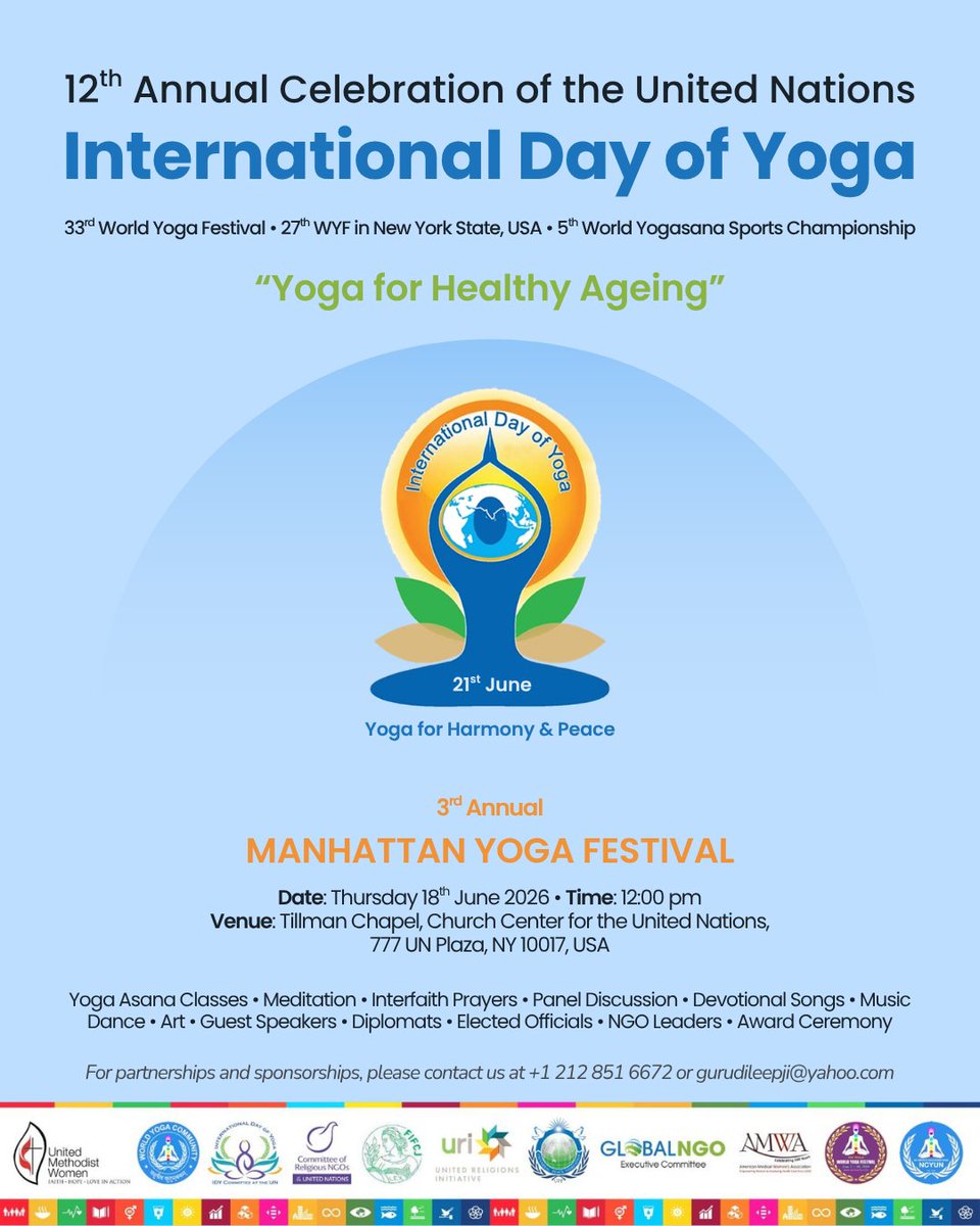 gnec_ngo's tweet photo. 🧘 As International Day of Yoga approaches, join us at the Manhattan Yoga Festival as we celebrate the power of movement, mindfulness, and well-being.

Together, let’s promote harmony, peace, and healthier communities for all. ✨🤝

#InternationalDayOfYoga #Wellbeing #GNEC https://t.co/pxqLhlyUuu