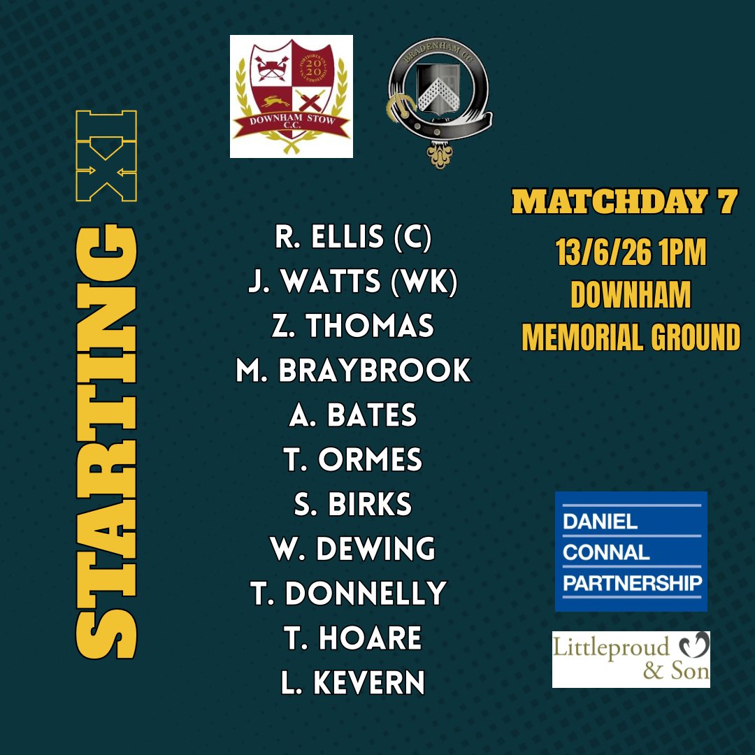 BCCbears's tweet photo. 📋 The Bears play away this afternoon with a trip to The Memorial Ground in Downham.

Thanks to Daniel Connal Partnership for sponsoring.

🐻🐻🐻

#UTB https://t.co/QwaT0esHb6