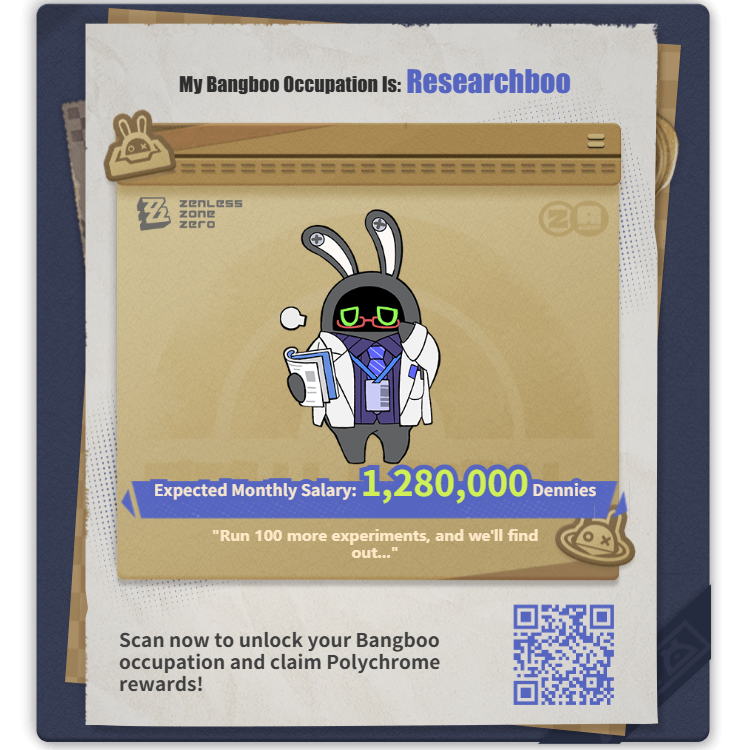 Smlbaraa's tweet photo. @ZZZ_EN First I got slackerboo , then Databoo , and finally researchboo
#zzzero #BangbooJobHunt https://t.co/E2IdYFgDG7