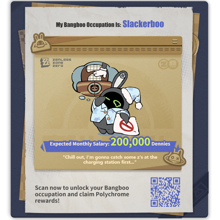 Smlbaraa's tweet photo. @ZZZ_EN First I got slackerboo , then Databoo , and finally researchboo
#zzzero #BangbooJobHunt https://t.co/E2IdYFgDG7