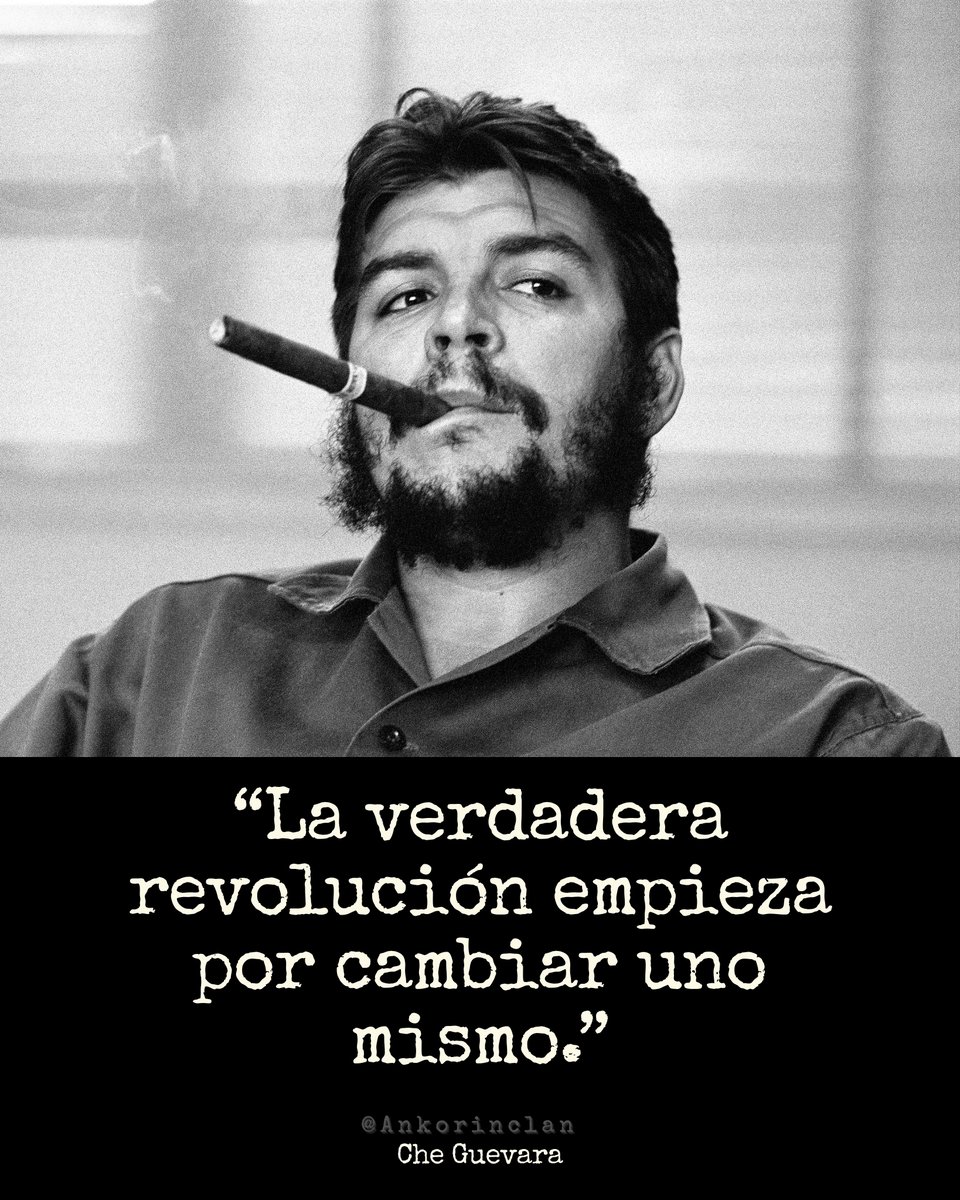 ankorinclan's tweet photo. “La verdadera revolución empieza por cambiar uno mismo.”

Esta frase resume uno de los pensamientos más profundos y exigentes del Che. Para él, la revolución no era solo un cambio de estructuras políticas o económicas, sino una transformación radical del ser humano. No bastaba con derrocar un sistema; era necesario crear un “hombre nuevo”, alguien capaz de superar el egoísmo, la ambición personal y la indiferencia.

Che Guevara insistía en que nadie puede pretender cambiar el mundo si antes no ha comenzado por cambiarse a sí mismo: en su disciplina, en su entrega, en su capacidad de sacrificio y en su coherencia entre lo que dice y lo que vive.

Esta idea lo acompañó toda su vida, desde su juventud como médico hasta sus campañas en Cuba, Congo y Bolivia. Para él, ser revolucionario no era una etiqueta, era una forma de existir.

Una de las frases más exigentes y honestas que nos dejó: la verdadera revolución no empieza en las calles… empieza en el espejo. 

🔴✊🏽