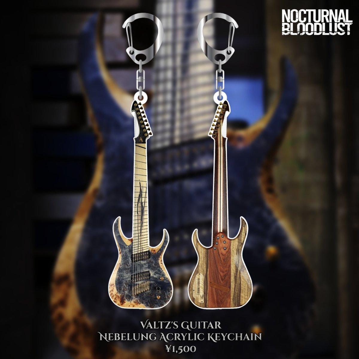 nokubura's tweet photo. 【𝗡𝗘𝗪 𝗠𝗘𝗥𝗖𝗛 ❷】

新作マーチ第二弾
Valtz's Guitar Nebelung アクリルキーホルダー

6月21日 (日) GARRET udagawa より会場販売開始

🆕 Nebelung Acrylic Keychain
ー ¥1,500
※売り切れ次第販売終了

🆕 Nebelung Tee
ー ¥4,500 | M / L / XL
※数量限定

─────

2026.06.21 (Sun)
📍GARRET udagawa
NOCTURNAL BLOODLUST presents
“Valtz 生誕祭”
▶︎ 生誕祭特別セットリスト予定

OPEN 18:00 / START 18:30
ADV ¥5,000 / DOOR ¥6,000
🛒 先行物販：17:00-18:00 予定

🎫 https://t.co/X0M6Ck9gyI

#ノクブラ
#NOCTURNALBLOODLUST