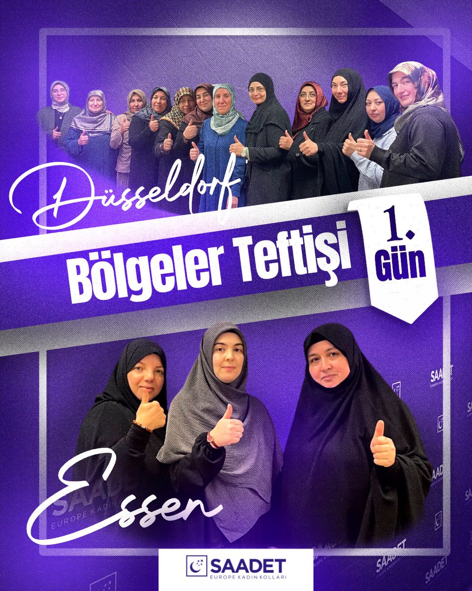EuropeSaadet's tweet photo. BÖLGE TEFTİŞLERİ 

Saadet Avrupa Kadın Kolları Başkanımız Halime Kaya ve heyeti ile Saadet Partisi Kadın Kolları Başkanımız Nurgül Beytiye Ekinci ve Kadın Kolları Mali İşler Başkanımız Nazile Al’ın katılımlarıyla Düsseldorf ve Essen bölgelerimizin teftişi gerçekleştirildi. https://t.co/LwpF8T4KNy