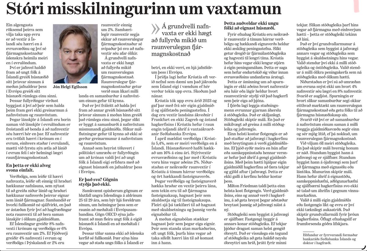 frostis's tweet photo. Jón Helgi Egilsson hagfræðingur fjallar um húsnæðisvexti á Íslandi og í ESB. https://t.co/QdEHha9LaV