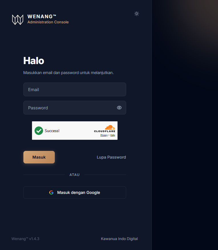 eroljo's tweet photo. Instance WenangCMS buat demo klien sdh selesai, giliran admin panel yg konek ke license system @kawanua supaya klien bisa registrasi/renewal lisensi dari sini. 
Next, payment system.
Sekalian tes Hyperdrive nya #Cloudflare yg konek ke db psql di #Neon.

#wenang #webdevelopment https://t.co/p0HJmITK33
