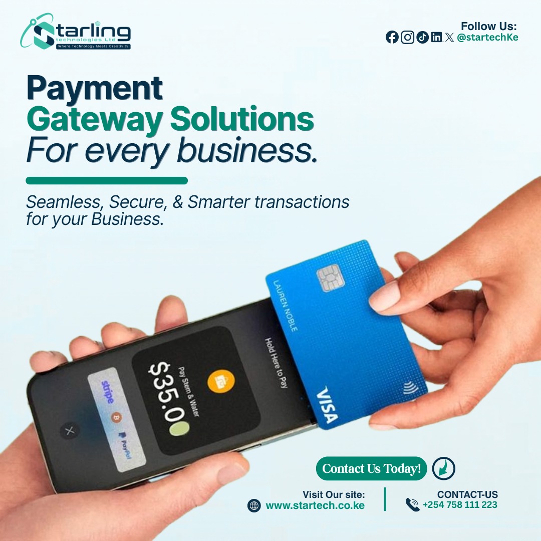 startechKE's tweet photo. Don't let rigid checkouts stall your sales pipeline. Elevate your brand with custom Payment Gateway Solutions from Starling Technologies Ltd built for businesses of every size.
 Reach out:
📞 +254 758 111 223
🌐 https://t.co/cPYftp5ZwY 
#Fintech #PaymentGateway #BusinessGrowth https://t.co/c1HyuJpmqQ