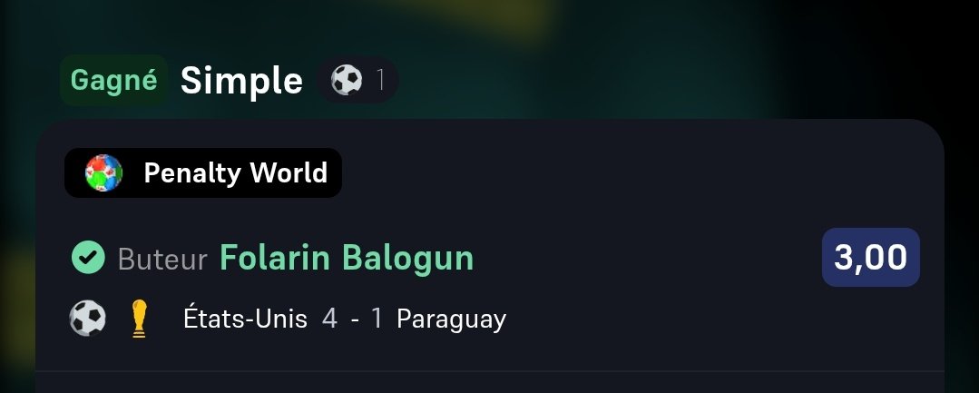 ElasticoNJR's tweet photo. Balogun buteur validé ✅️🤑

5€ de freebet récupéré aux Penalty World ✅️ https://t.co/fLITNRxYTd