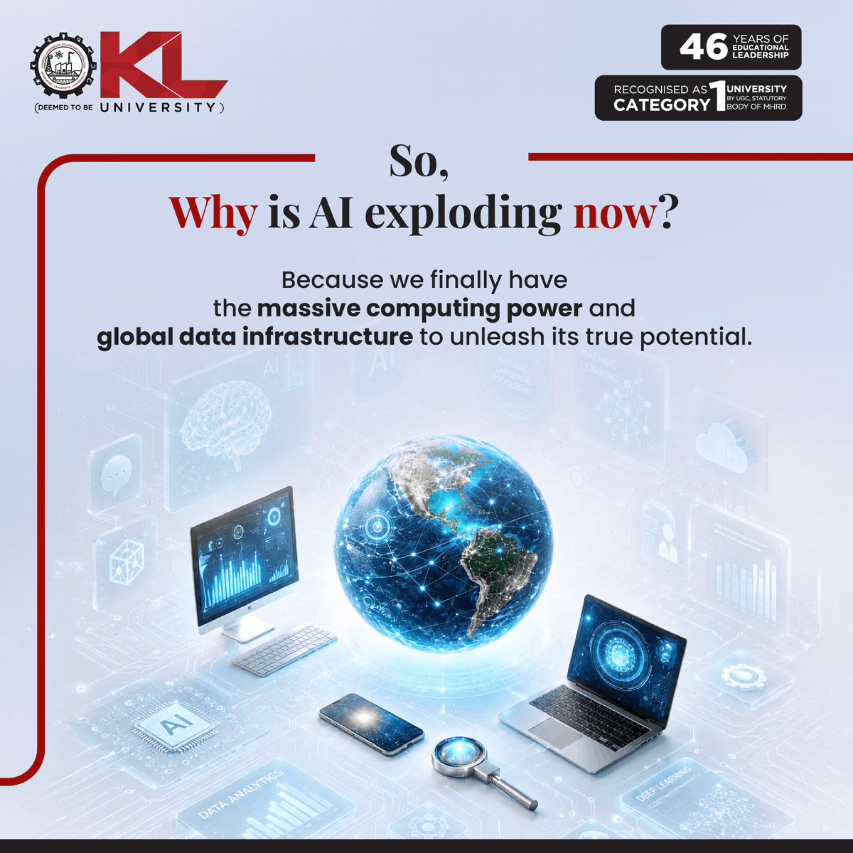 kluniversity's tweet photo. AI may be decades old, but its biggest breakthroughs are happening now.
🤖Build expertise in AI, Data Science, Cloud Computing & Cyber Security with BCA @ KLU and prepare for technologies shaping tomorrow.
🎓 Admissions Open 2026–27
📍 KLU
🔗 https://t.co/m05NrlMFlX
#BCA #KLU https://t.co/ln6QmAgHwq