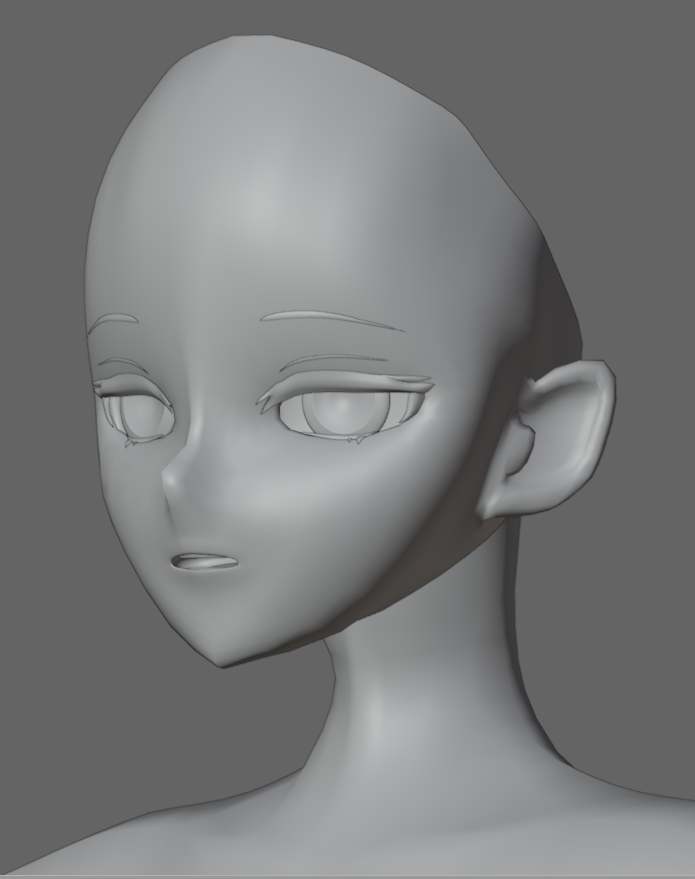 amano_3D's tweet photo. とりあえず顔をだいたい作ったので髪やるかあー 耳はテクスチャペイントで頑張る…　#blender #blender初心者 #VRCアバター制作中 https://t.co/OVEm3WMNmN