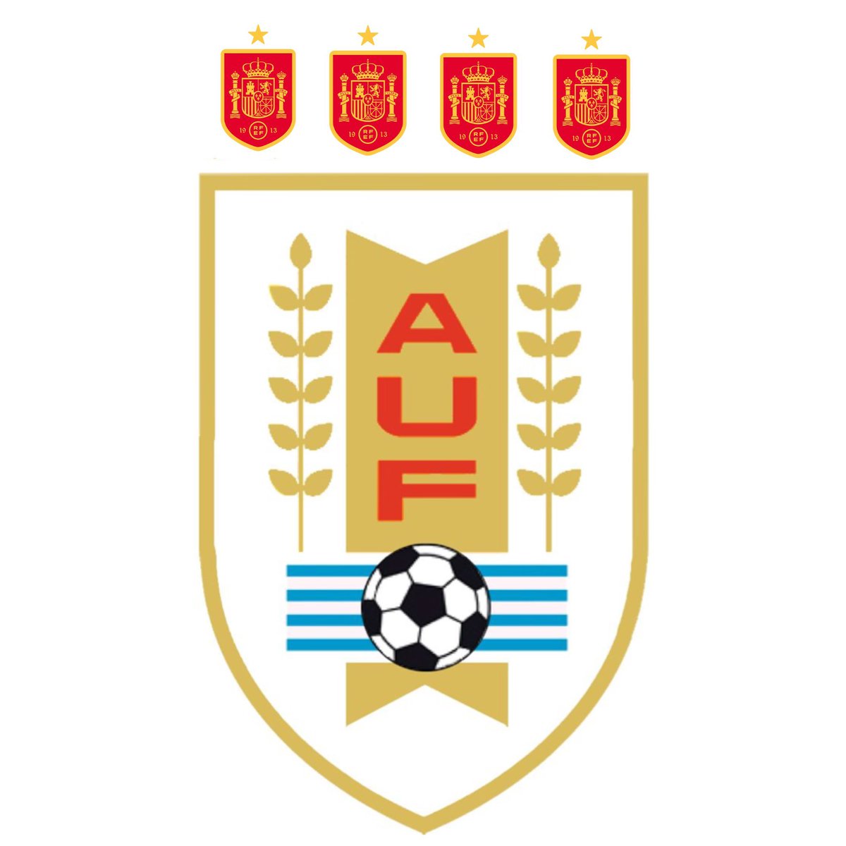 cebolla1891's tweet photo. Es increíble como España quiere ningunear a Uruguay y si quisiéramos le saldríamos a jugar con este escudo en la camiseta. https://t.co/DtMbZRuQlu