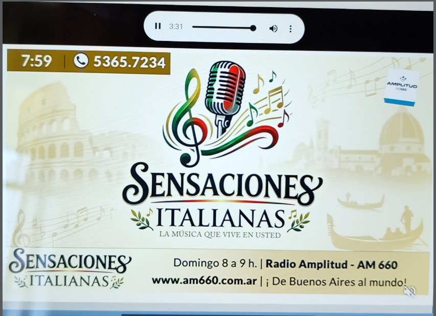 SItalianas's tweet photo. Dgo. 14 a las 8:00 Arg. (13:00 It.): el programa más completo dedicado a la cultura del Belpaese se llama “Sensaciones Italianas, la música que vive en usted” por Radio Amplitud – AM660.
Éstos son los links para escucharlo: https://t.co/qbvJ2alpnT y
https://t.co/83FCwjopG1 https://t.co/dUX6lVuiBc