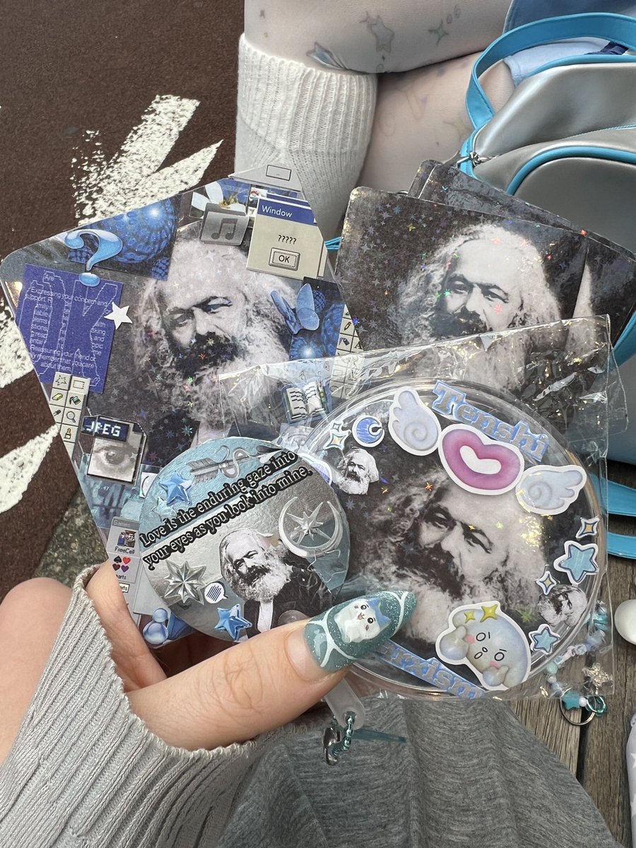 capsulebutt's tweet photo. The Karl Marx Oshikatsu my friend made for me, I’m obsessed 🩵 https://t.co/3BQf4GfL8W