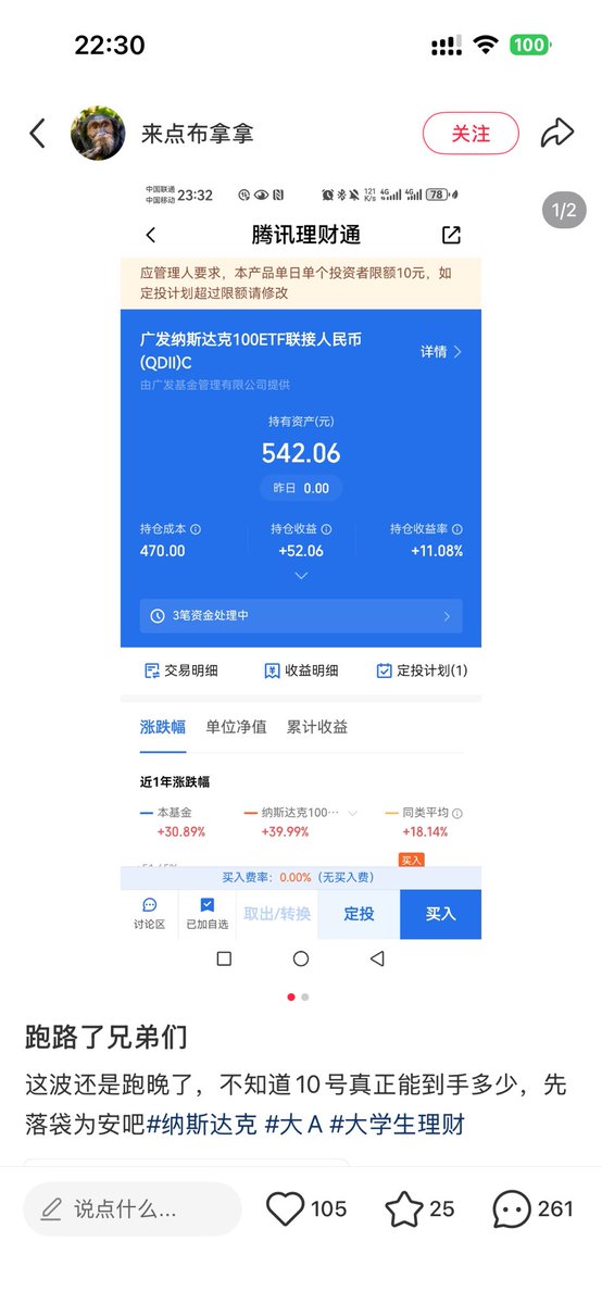 青蛙在温水(记录定投纳指100)冲冲冲! tweet media