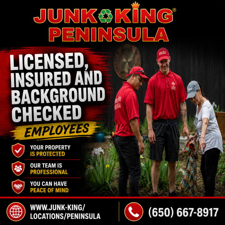 PeninsulaJunk's tweet photo. 🏡 Your property deserves professional care.

That's why every Junk King Peninsula crew member is licensed, insured, and background checked before arriving on-site. 🚛♻️

Less clutter. More peace of mind.

#PeninsulaCA #JunkKingPeninsula #JunkRemoval https://t.co/8hVRcc2vS8