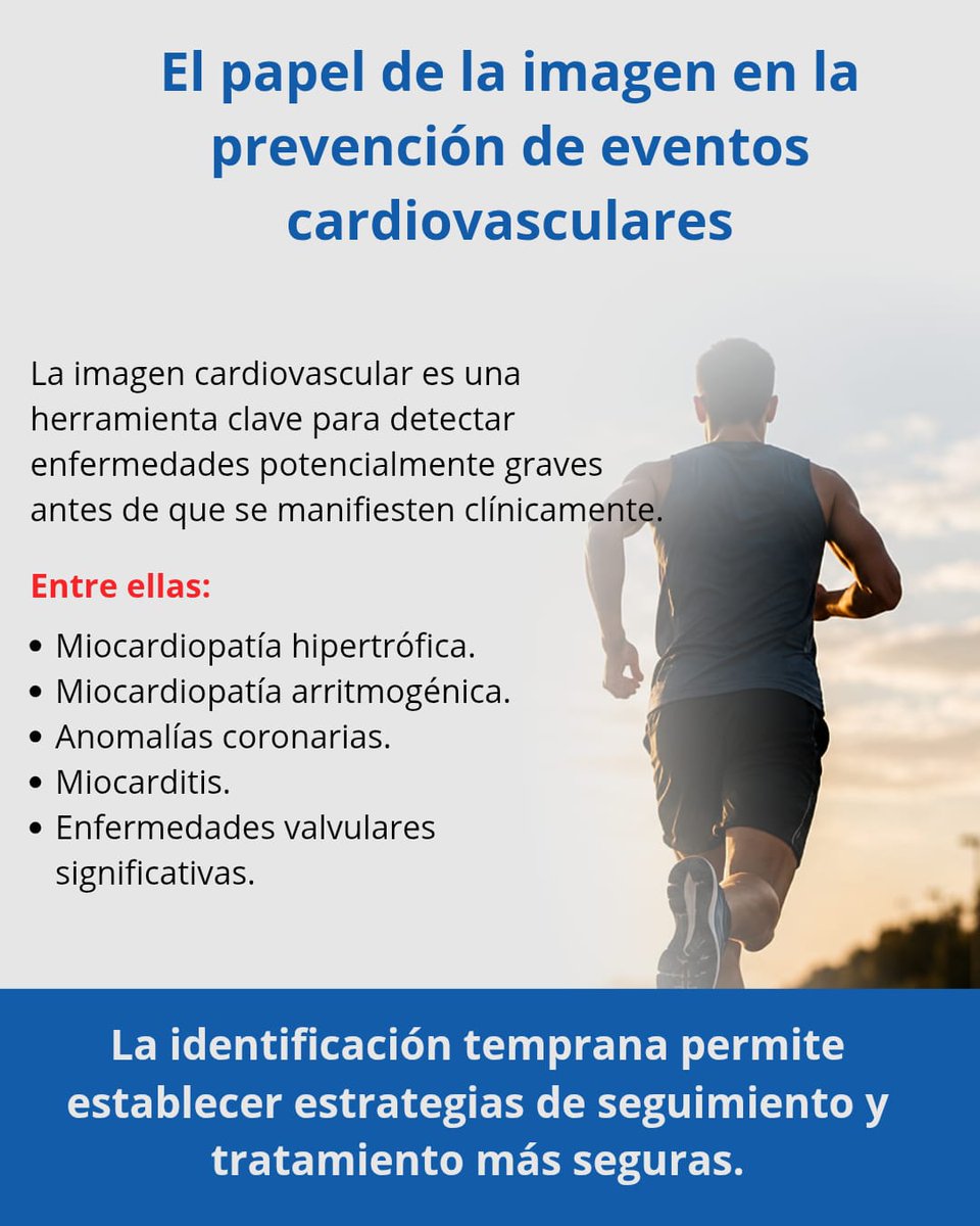 SISIACOficial's tweet photo. ¿Corazón de atleta o miocardiopatía oculta? La delgada línea entre la adaptación fisiológica y el riesgo de muerte súbita.

El entrenamiento intenso induce un remodelado cardíaco, pero el gran desafío clínico es que diversas patologías graves pueden simular estos cambios en sus fases iniciales.

Aquí, la imagen cardiovascular asume un papel protagonista: Ecocardiografía: La herramienta de primera línea, segura y accesible, para evaluar cavidades, función biventricular y descartar anomalías estructurales.

Resonancia Magnética Cardíaca (RMC): El estándar de referencia. Su gran diferencial es la caracterización tisular, permitiendo identificar fibrosis o inflamación que otros métodos no logran detectar.

El objetivo es claro: diferenciar una adaptación benigna de condiciones como la miocardiopatía hipertrófica o arritmogénica.

Esta identificación temprana es lo que permite tomar decisiones seguras sobre la participación deportiva del paciente.

¿Quieres profundizar en el diagnóstico por imagen y discutir casos reales con especialistas? Haz clic en el enlace de nuestra bio y forma parte de la comunidad SISIAC.