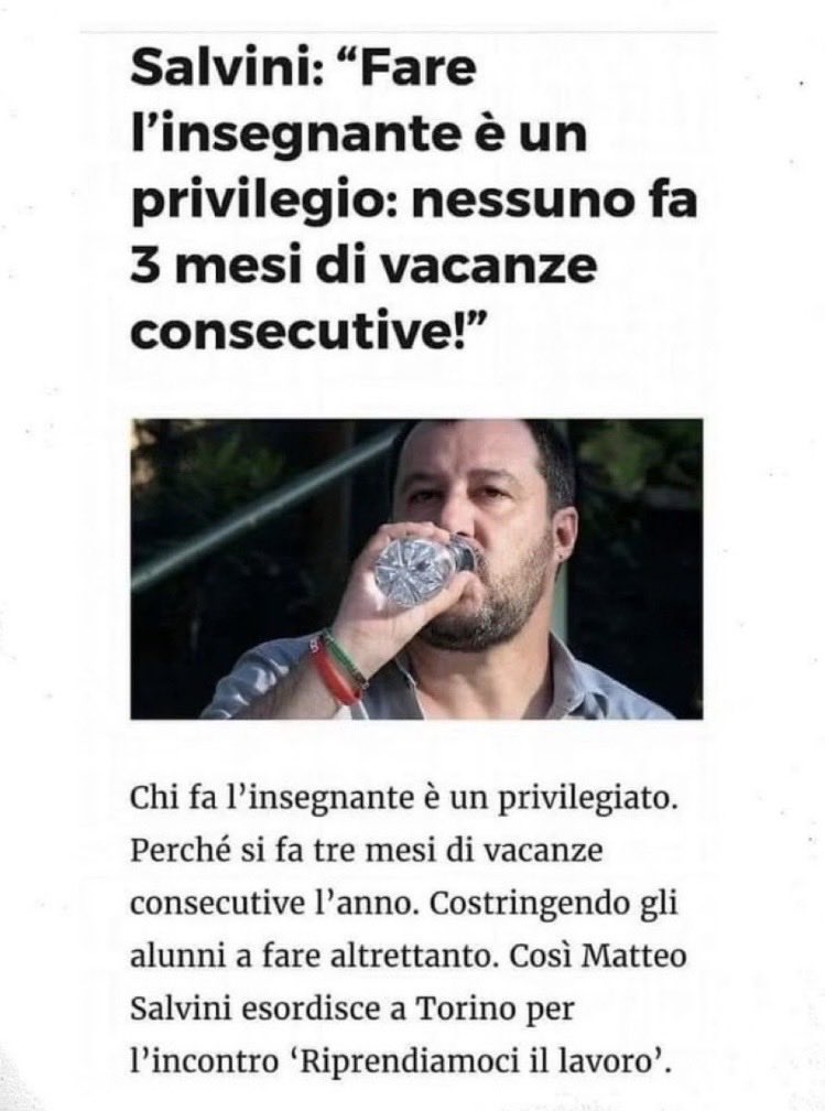 MilaSpicola's tweet photo. Un ministro dello Stato che non sa che i docenti NON HANNO “tre mesi di vacanze consecutive” ma 28+4 giorni di ferie come tutti solo concentrate e per uno stipendio da fame.
Lui ne fa 365 giorni con uno stipendio dieci volte maggiore.
Pensasse agli orari dei treni. Non ai docenti https://t.co/qDM7V0yr0F