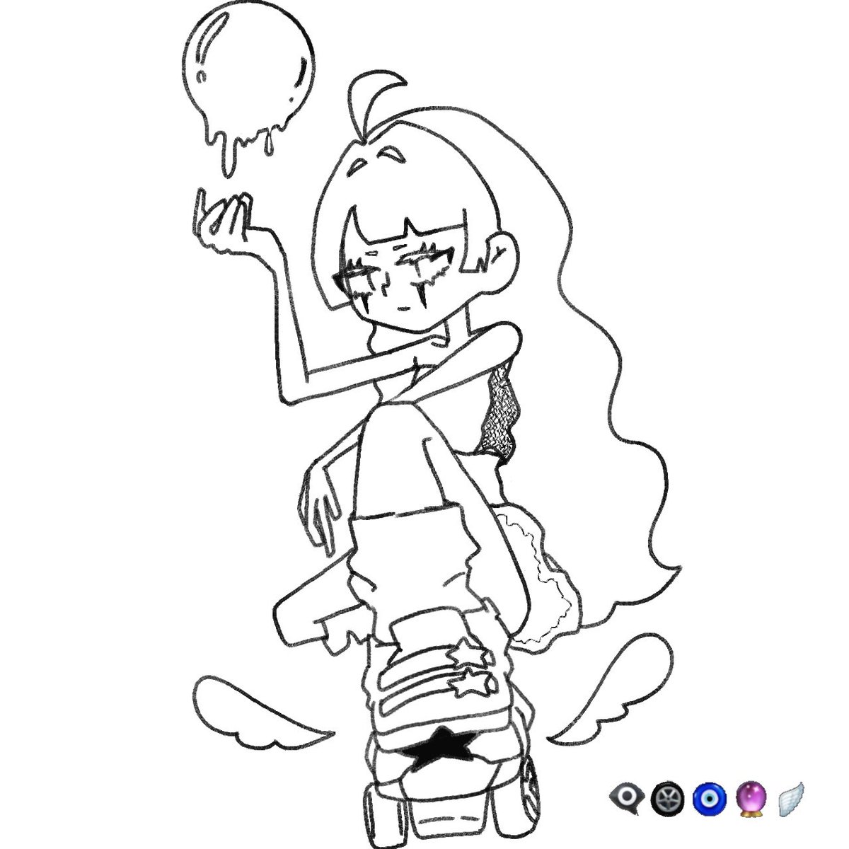 Sp____q's tweet photo. #絵文字チャレンジ

お題：👁‍🗨🛞🧿🔮🪽
進捗 (^.^) https://t.co/0Z0aoyNmoQ
