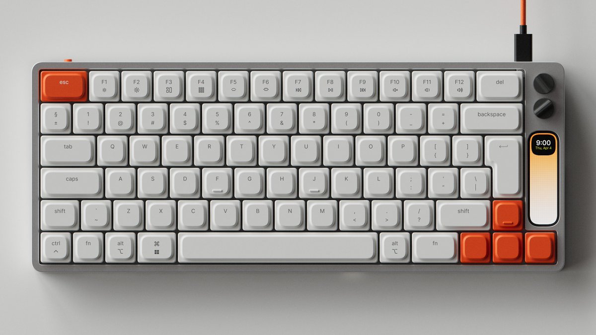 wired_jp's tweet photo. Knobはアップルの「Magic Keyboard」より少し大きいサイズ。筐体には1枚のアルミ板から削り出された継ぎ目のないアルミニウム製ユニボディを採用している。（アーカイブ記事） https://t.co/4Wnve2ktkB