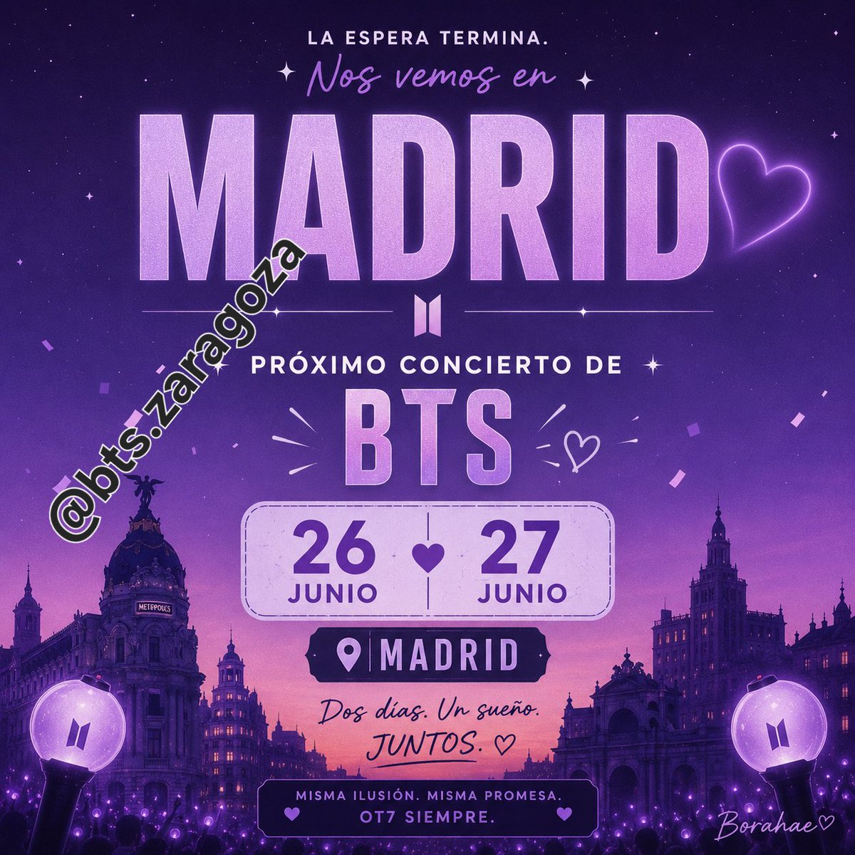 bts_zaragoza's tweet photo. Y el proximo concierto de la gira .....
En MADRID, ESPAÑA
No nos queda nada!!!!!
#bts #armyzaragoza #btsspain #btsworldtour #btsforever https://t.co/Ze5SEPZqNK