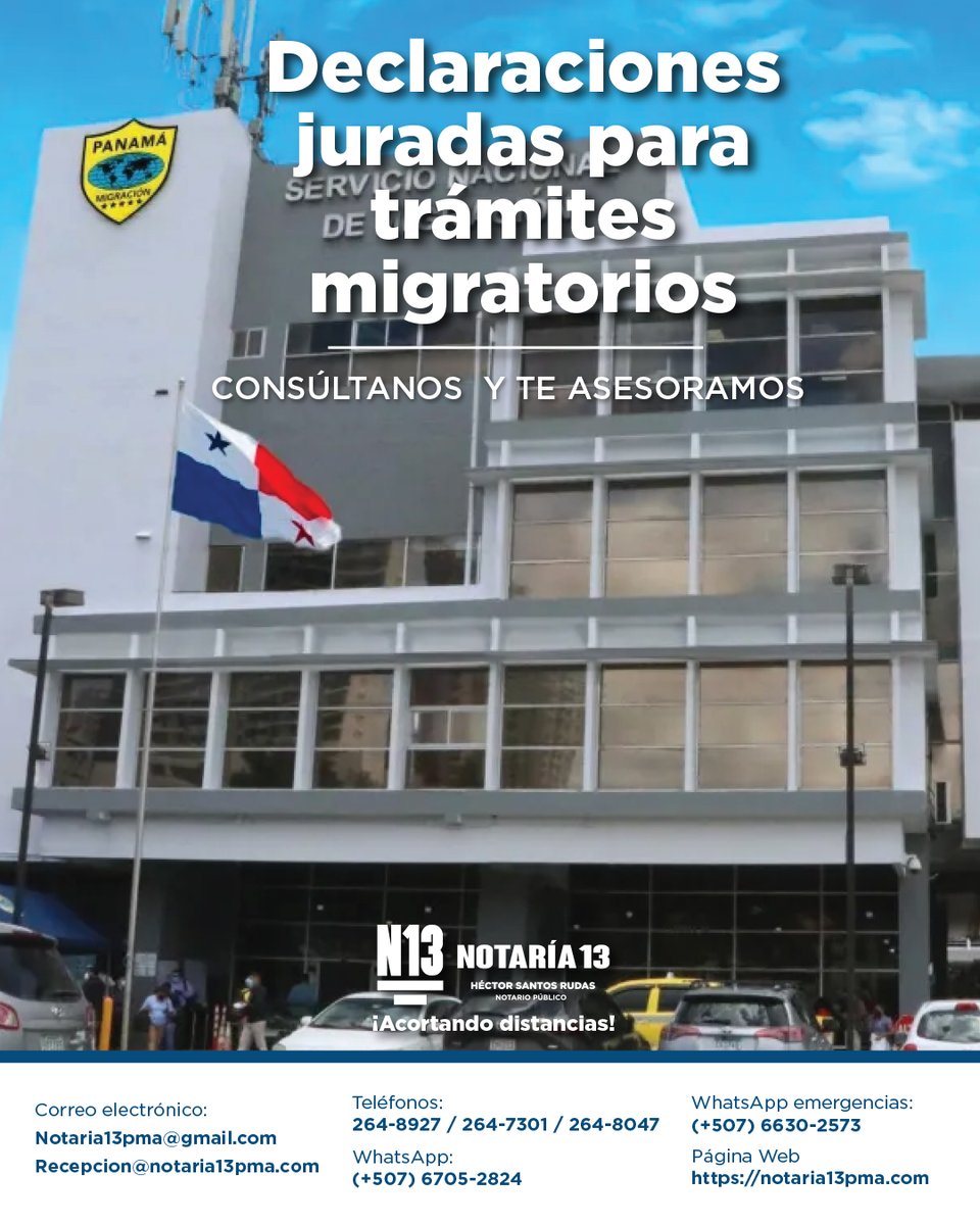 HJSANTOSRUDAS's tweet photo. 🌎✅ Regularizar tu estatus migratorio es más que un trámite: es la llave para vivir y trabajar con tranquilidad.
En Notaría 13 te acompañamos en cada paso de tu proceso migratorio, residencia, visado o cualquier gestión con respaldo legal, seguridad y eficiencia, evitando retrasos y complicaciones. 📑⚖️

📲 Escríbenos al WhatsApp por cualquier consulta. #TrámitesMigratorios #SeguridadLegal #ResidenciaPanamá #Visado #VillaLucre #PlazaGalápagos #AcortandoDistancias