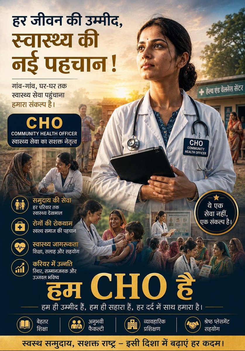 Manuyadav51's tweet photo. "हर जीवन की उम्मीद, स्वास्थ्य की नई पहचान"
#CHOs पिछले कई वर्षों से आयुष्मान आरोग्य मंदिरों और ग्रामीण स्वास्थ्य सेवाओं की मजबूत नींव हैं।

CHOs की मांग — नियमितीकरण, कैडर निर्माण एवं सेवा सुरक्षा।

#RegularizeCHOs
@PMOIndia @the_pankajyadav @JPNadda https://t.co/eZyuNlGHyk