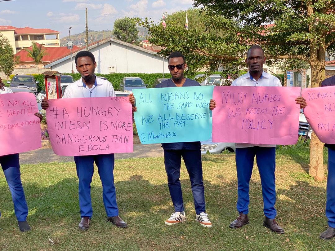 MbararaNursing's tweet photo. "NO FREE LABOUR! If interns are essential enough to care for patients, they are essential enough to be paid.
@ @ 
Internship Is Service, Not Sponsorship—Pay All Interns Equally
@MinofHealthUG @Parliament_Ug @Educ_SportsUg @unmauk_cic @UNMC_Ug @ntvuganda https://t.co/j66uXvHjlR